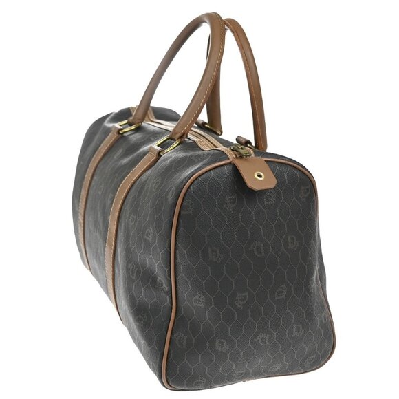 CHRISTIAN DIOR Logo Honeycomb Travel Hand Bag PVC Leather Brown Frannce - Picture 4 of 14